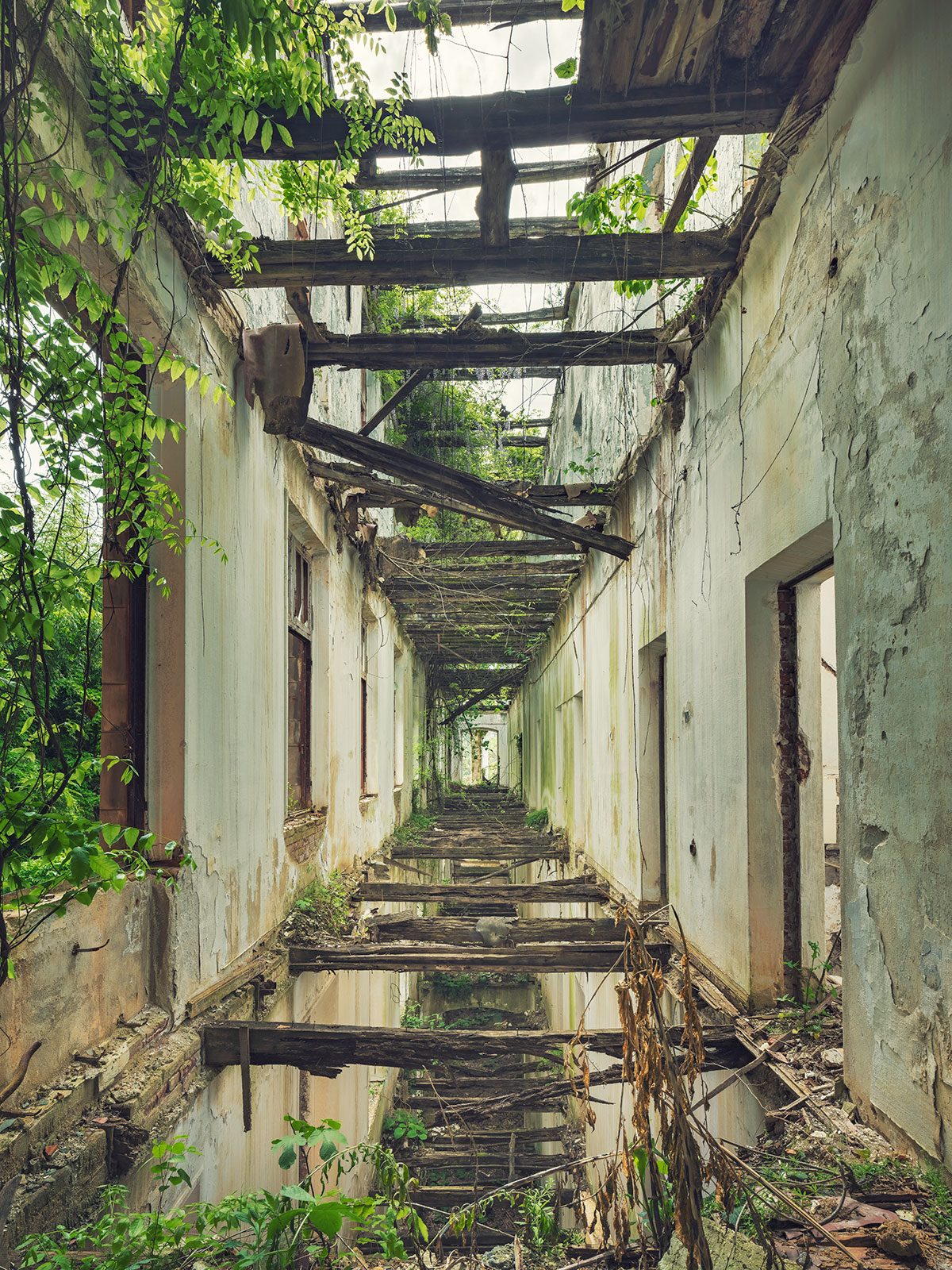 Courtyard of a former palace sanatorium in Abkhazia