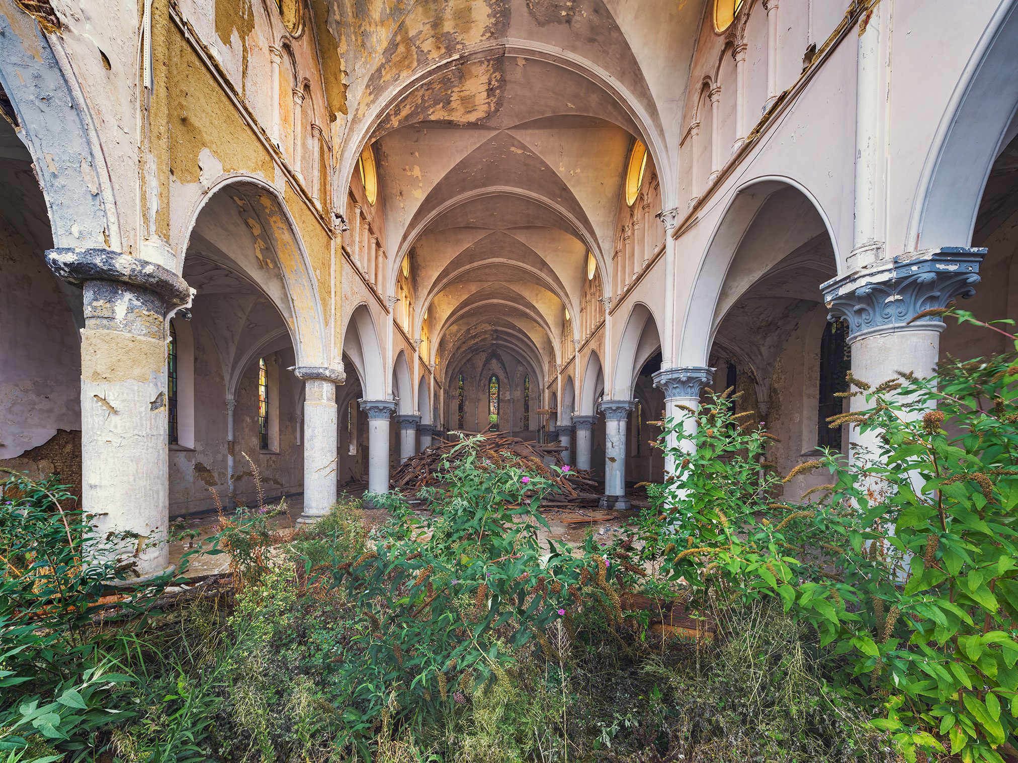 Abandoned church with ribbed vaulting in Belgium
