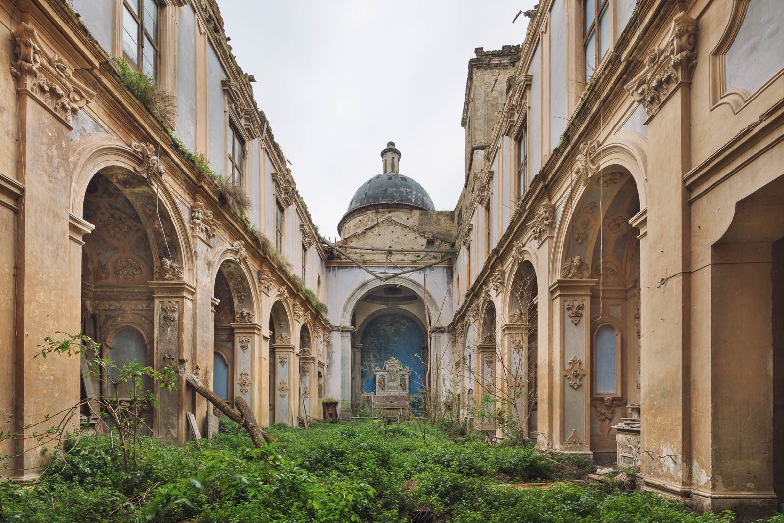 Church of an abandoned hospital complex in Italy
