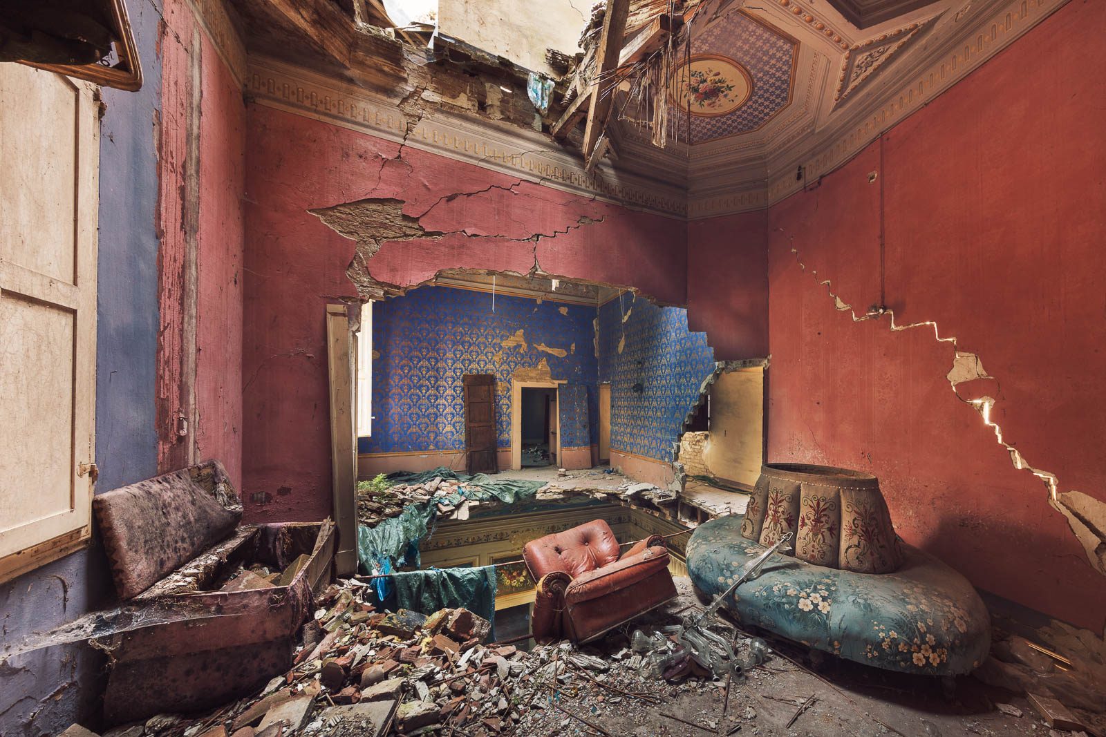 Earthquake damage at Castello Galeazza in Emilia-Romagna, Italy