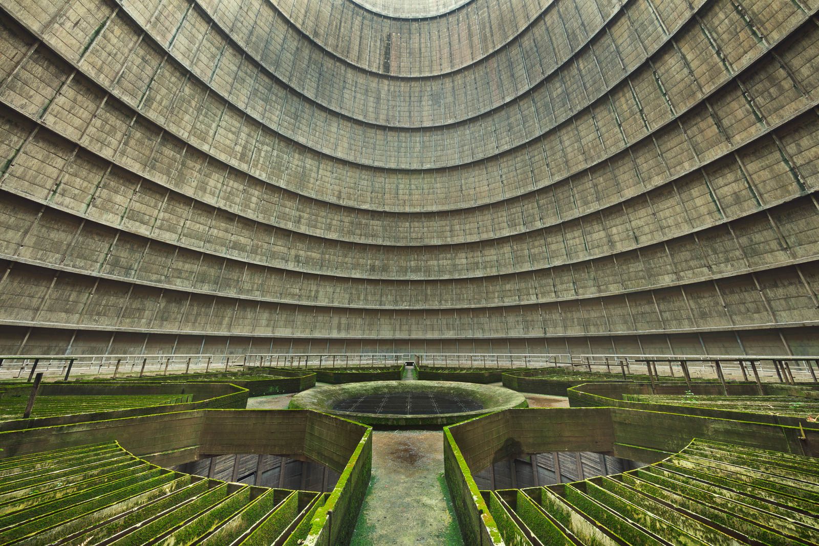 Interior of an abandoned cooling tower in Belgium
