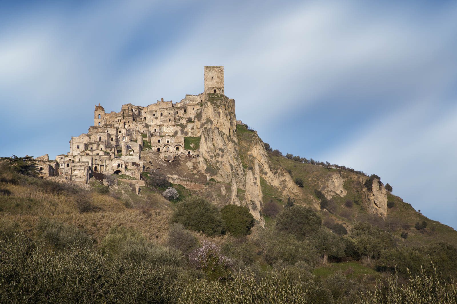 Abandoned hilltop town on a rock outcrop, Italy